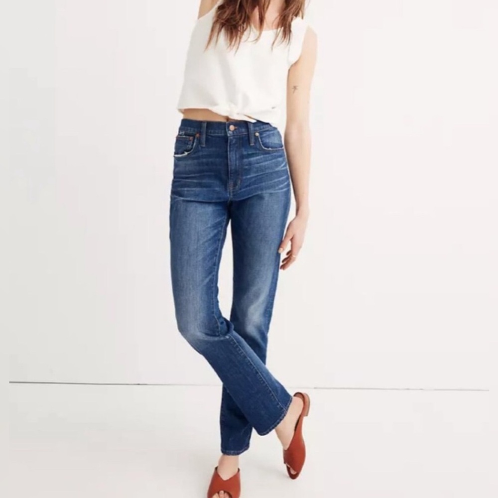 Madewell High-Rise Straight Jeans in Medium Blue